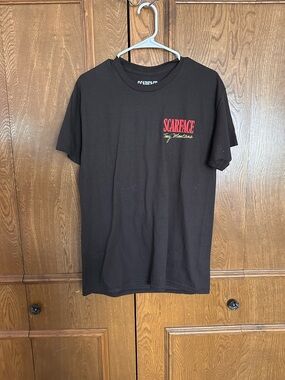 Hybrid Apparel Black Tee with Red Scarface Script